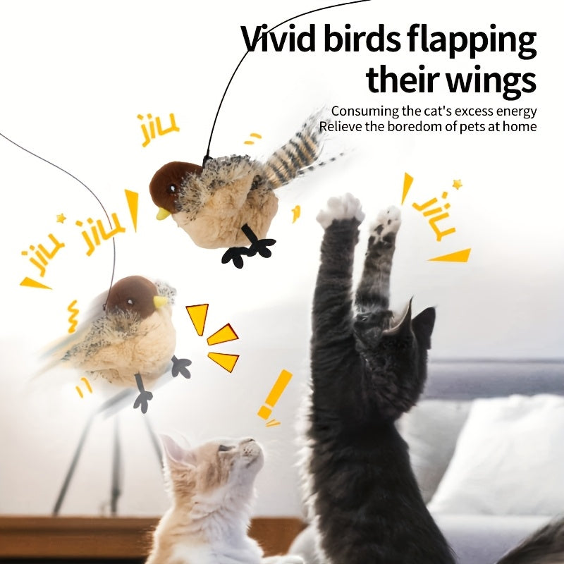 USB Charging Pet Fan with Artificial Feather Wings for Cats and Dogs
