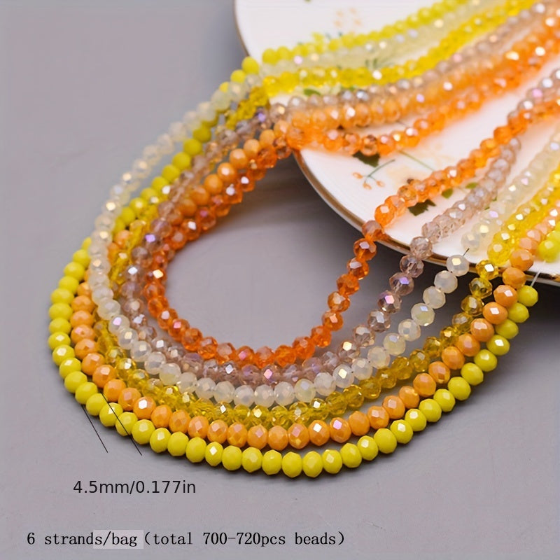 720 Pieces Faceted Glass Rondelle Beads 4mm for Jewelry Making and Crafts