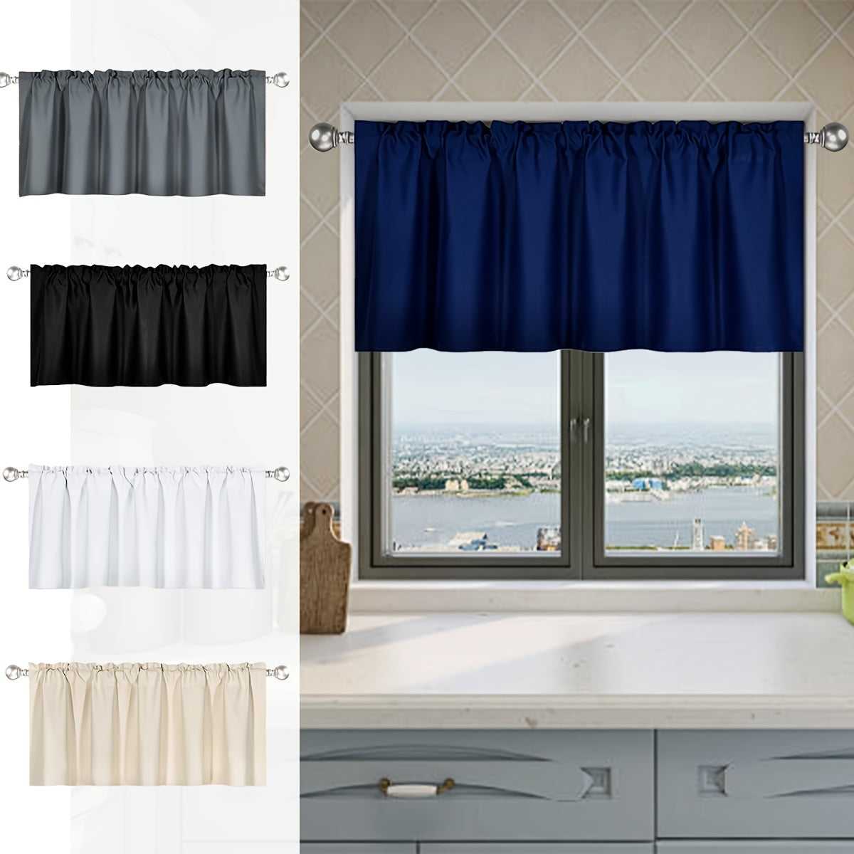 Solid Color Blackout Curtain with Rod Pocket for Privacy and Modern Style