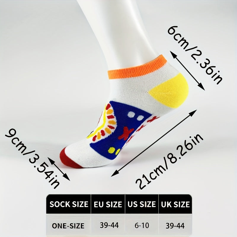 Assorted Couples Ankle Socks 3/5 Pairs Breathable Sweat-Absorbent Polyester Spandex