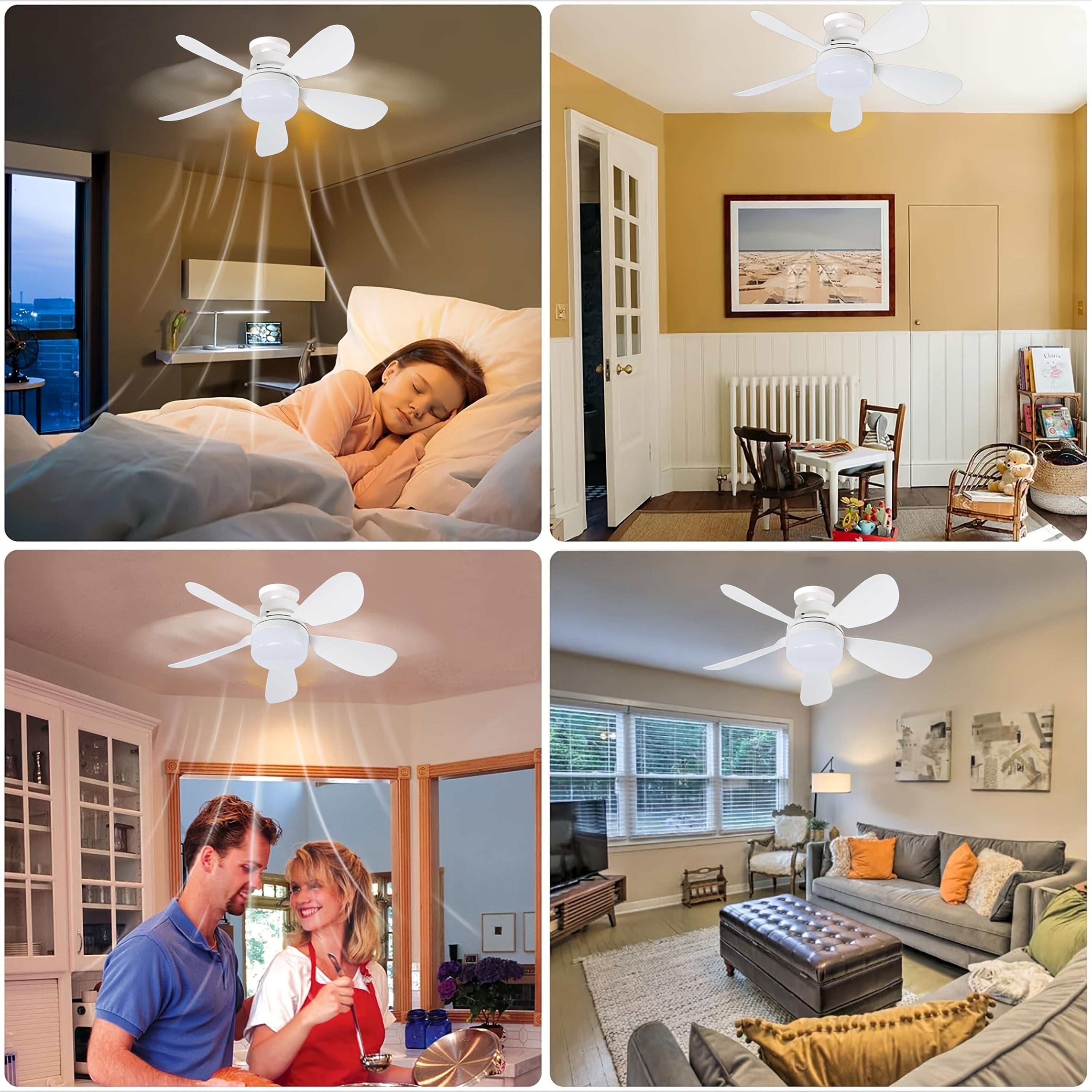 40.13cm Large Ceiling Fan with Remote 3 Speed Brightness LED Light for Bedroom