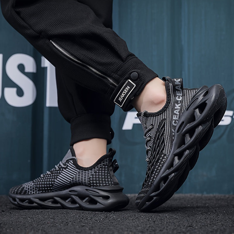 Men's Breathable Woven Knit Non-Slip Sneakers for Outdoor Activities