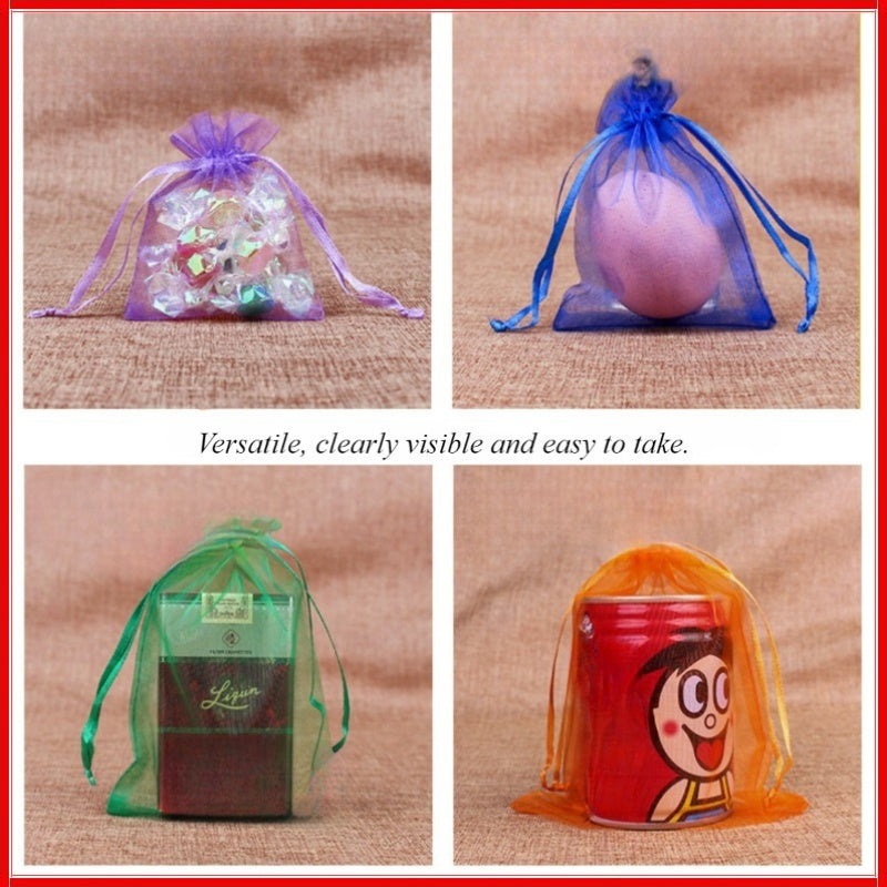 40 High-Quality Sheer Organza Drawstring Bags for Party Favors Jewelry Packaging
