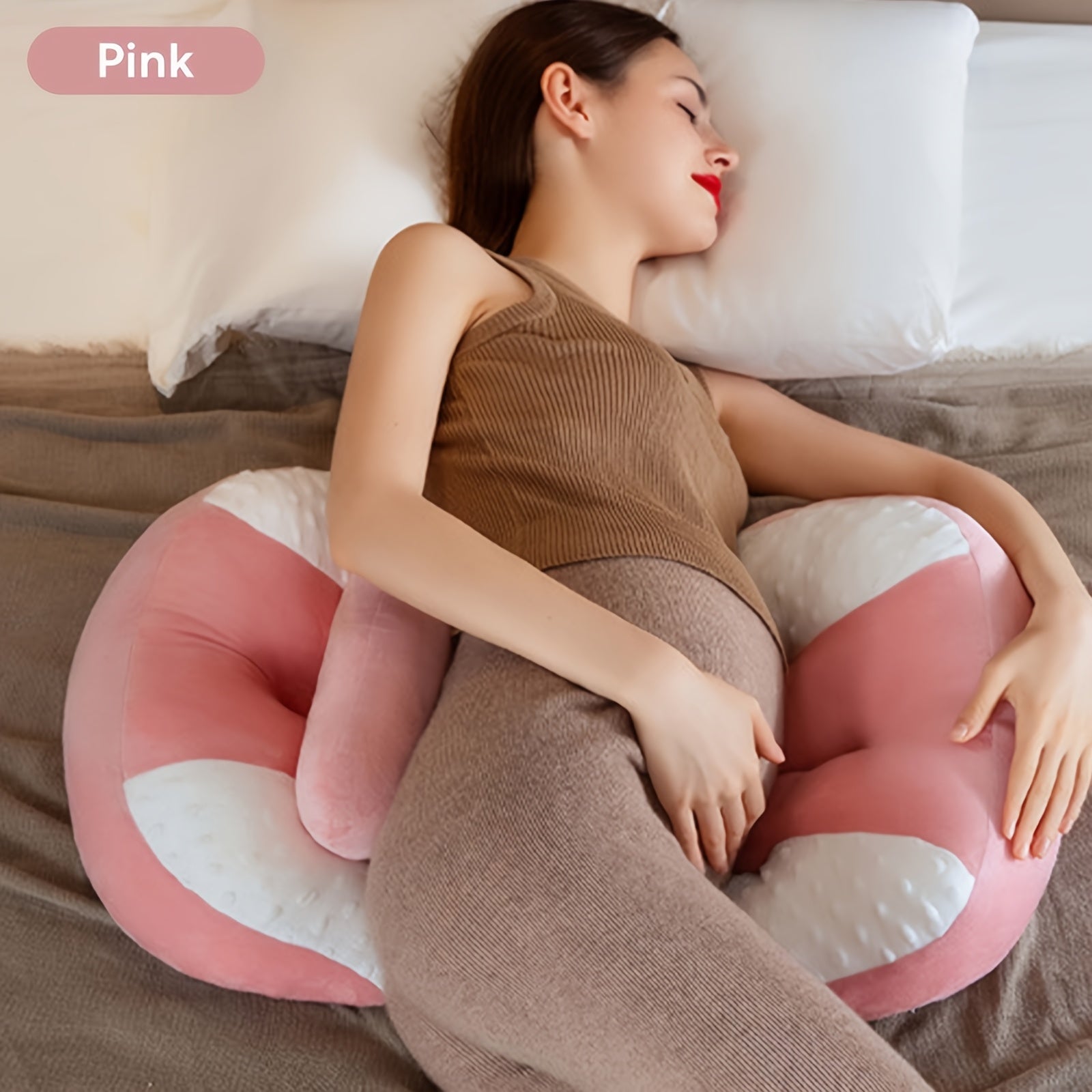 U-Shaped Maternity Pillow Polyester Fiber Adjustable Back Support Lightweight