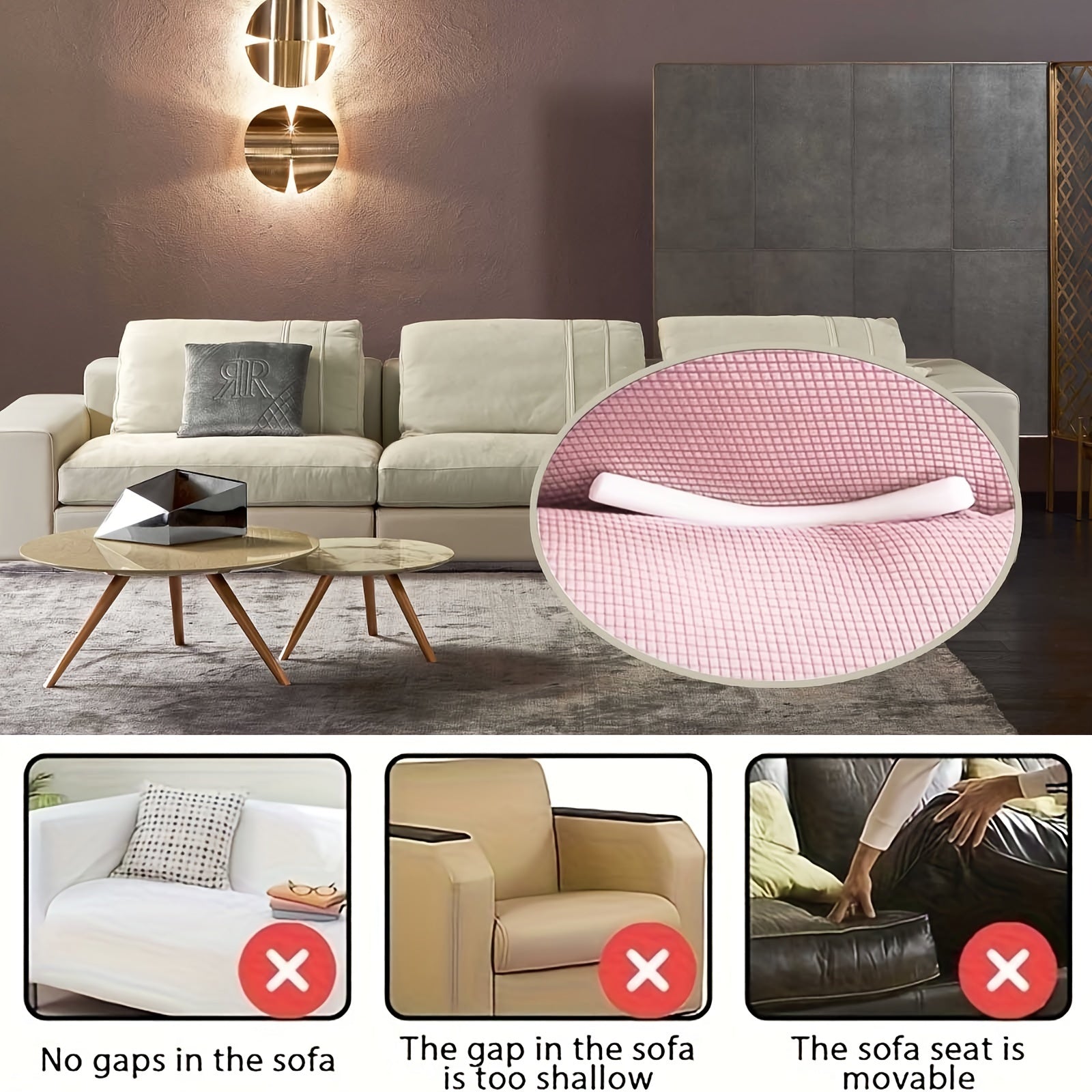 Set of 10 White Foam Sofa Slipcover Tuck Grips Non-Electric Anti-Slip Inserts