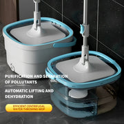 Hands-Free Floor Mop and Bucket Set for Dry Wet Cleaning, Rotating Dust Removal