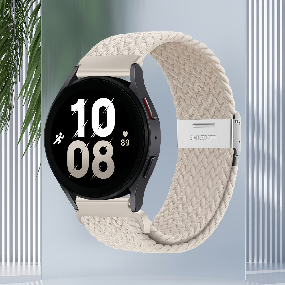 Nylon Braided Sport Loop Band for Galaxy Watch 4 5 6 7 and Active 2 3 4 5 22mm Strap for Men Women