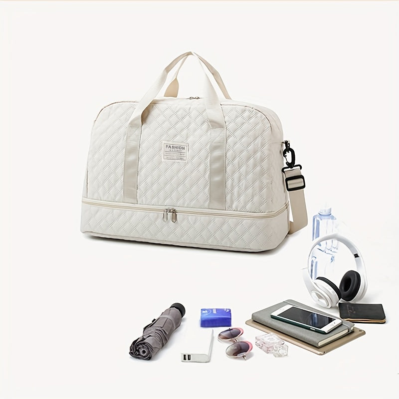 1 dona Ayollar uchun Nylon Sayohat Sumkasi - Yengil va Katta Hajmli, Qo'lga olib yurish yoki Krossbody sifatida ishlatilishi mumkin, Qisqa masofali sayohat uchun fermuarlı.