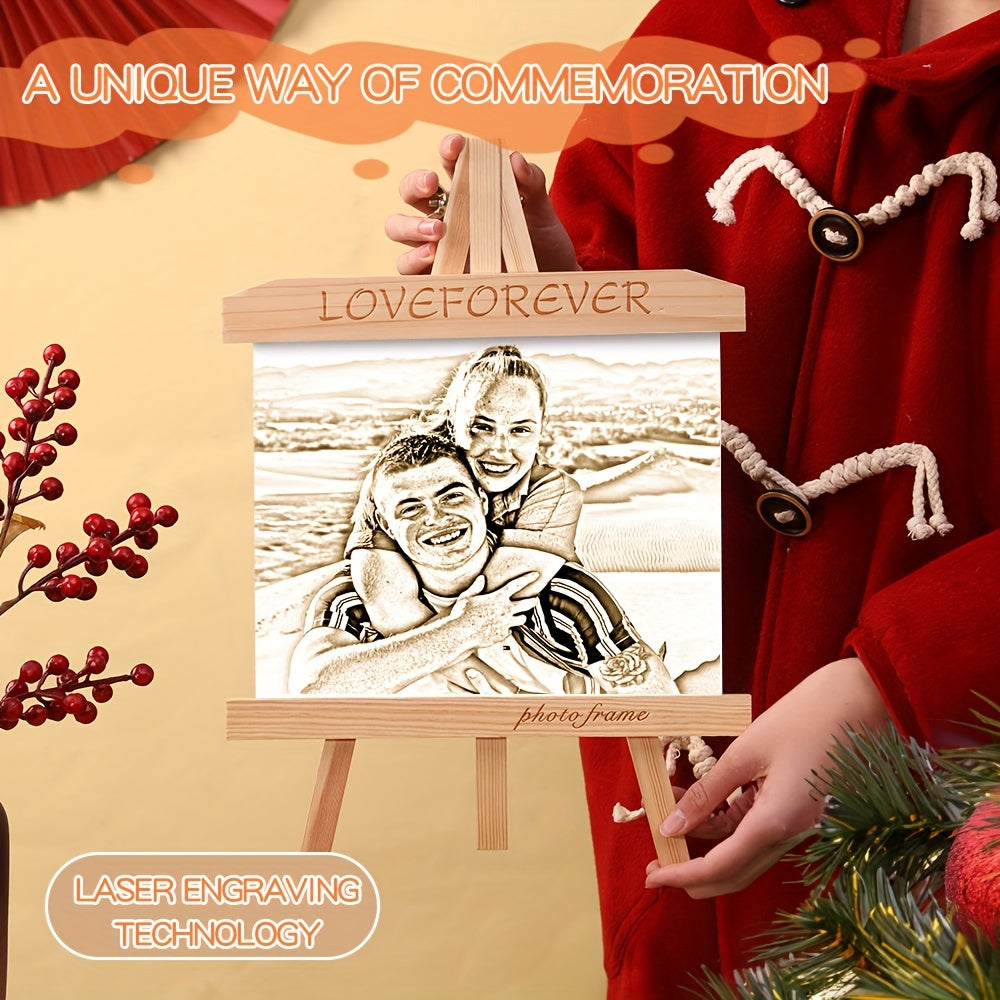 Handcrafted Wooden Picture Frame with Custom Laser Engraving for Home Decor