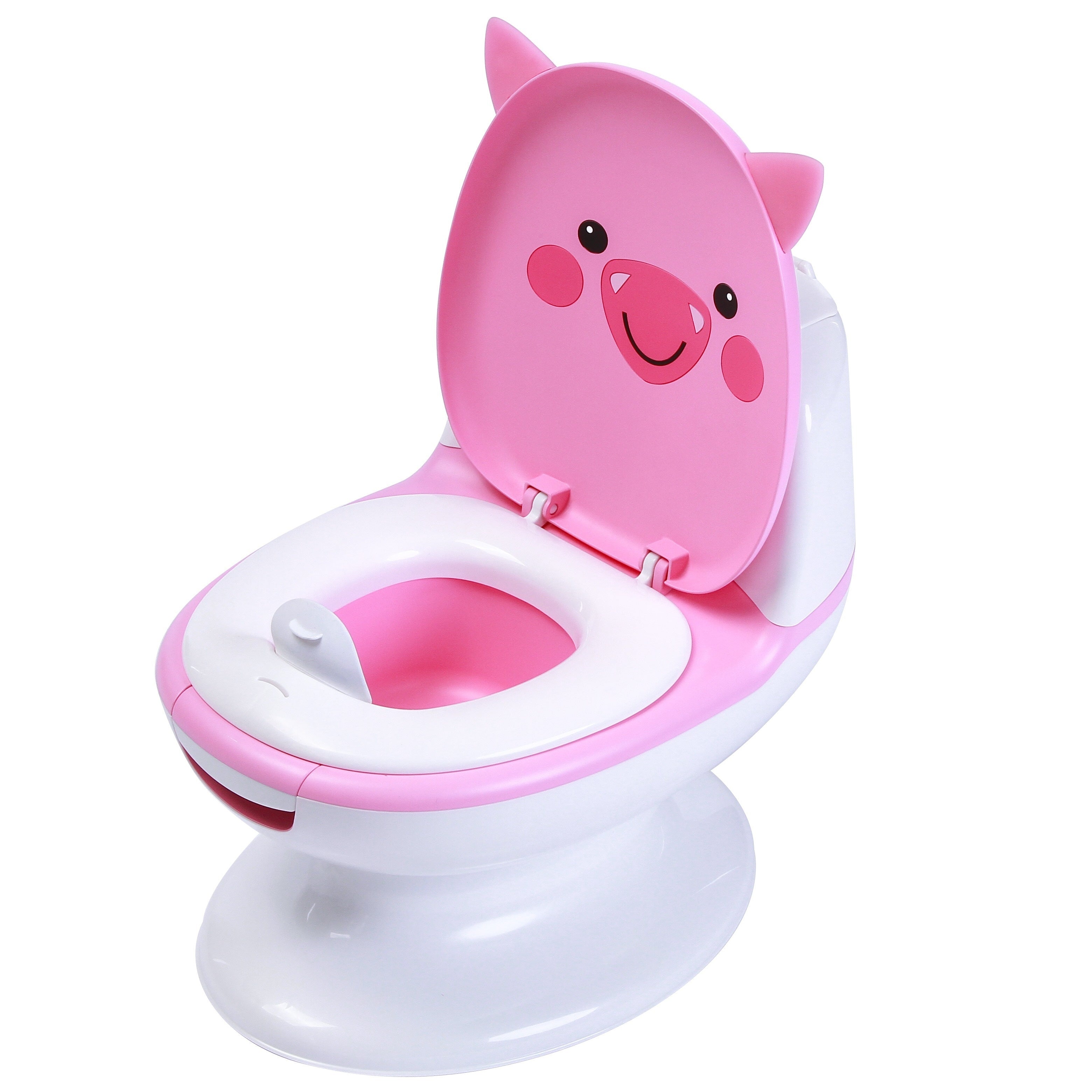 0-3 yoshdagi bolalar uchun Panda dizayni, plastik material, flush ovoz xususiyati, qulay ko'tariladigan o'rindiq va qulay mato tutqichi bilan potty trening stuli