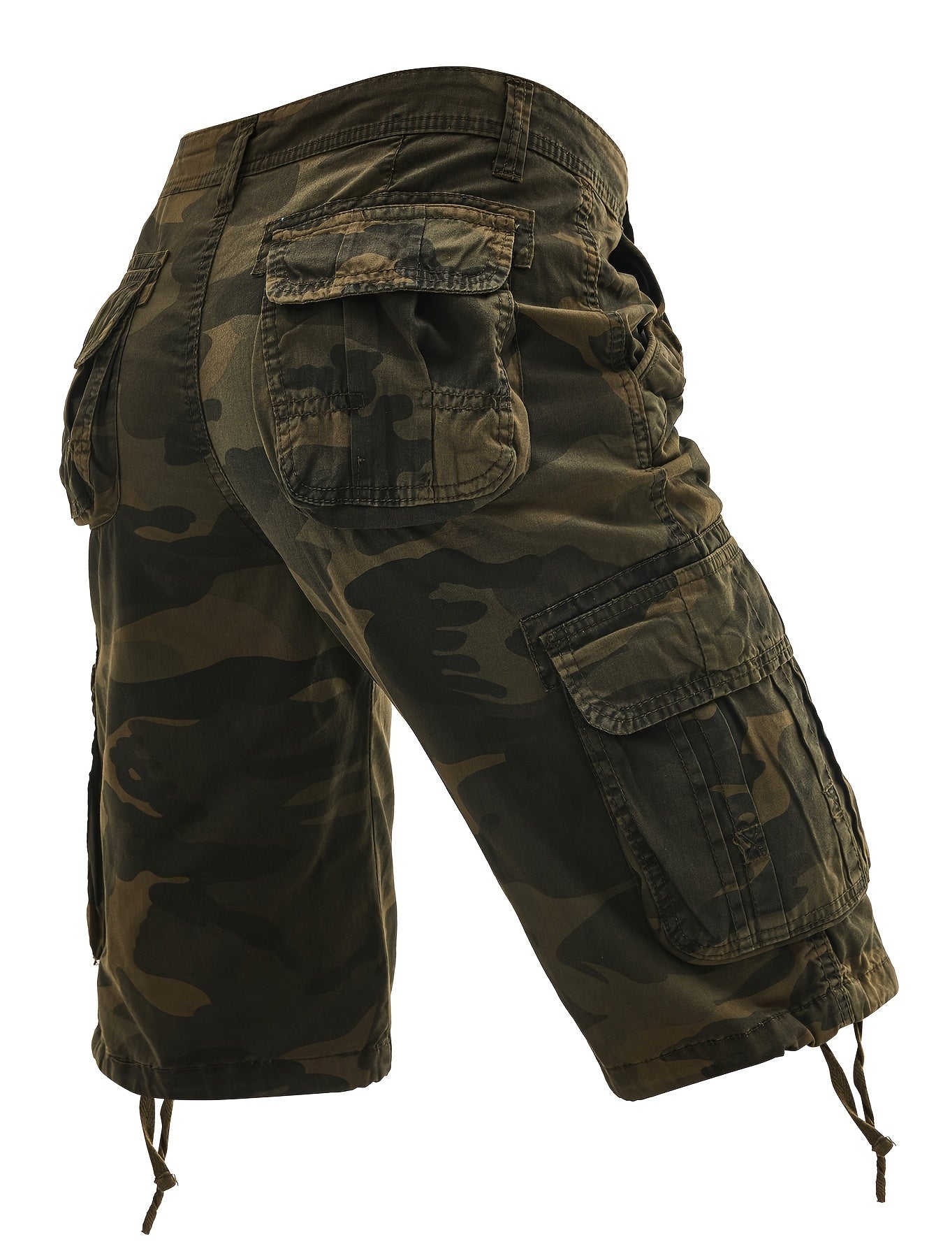 Men's Plus Size Cotton Camo Cargo Shorts Street Style Multi-Pocket Non-Stretch Fabric