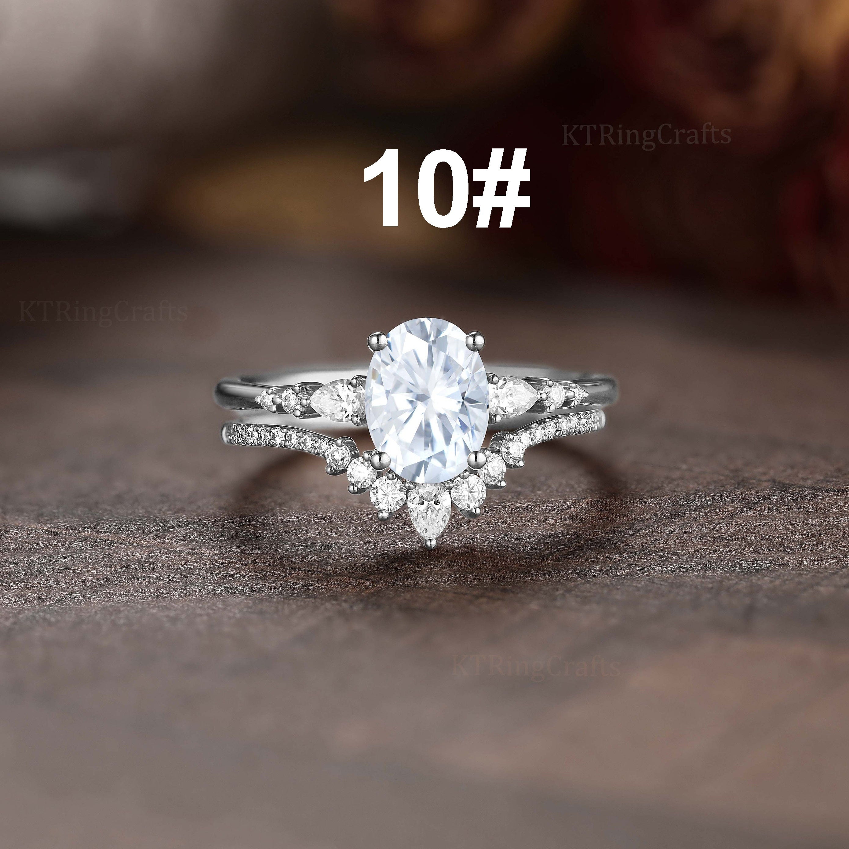 Elegant Egg-Shaped Engagement Rings for Women with Oval Cubic Zirconia Center and Teardrop Accents