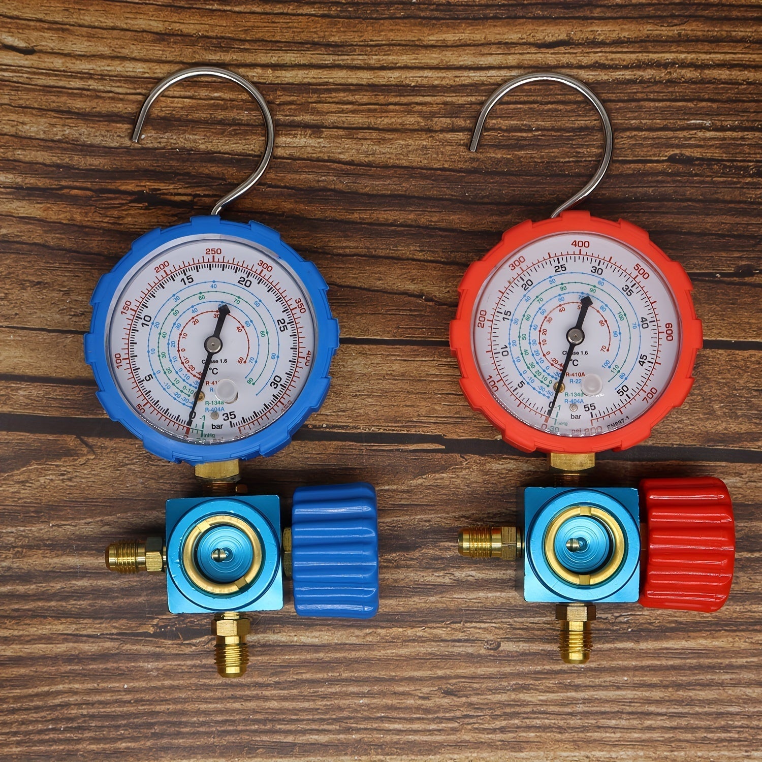 Three-Way Manifold Pressure Gauge Valve for R407C R22 R134a R404A Refrigerants
