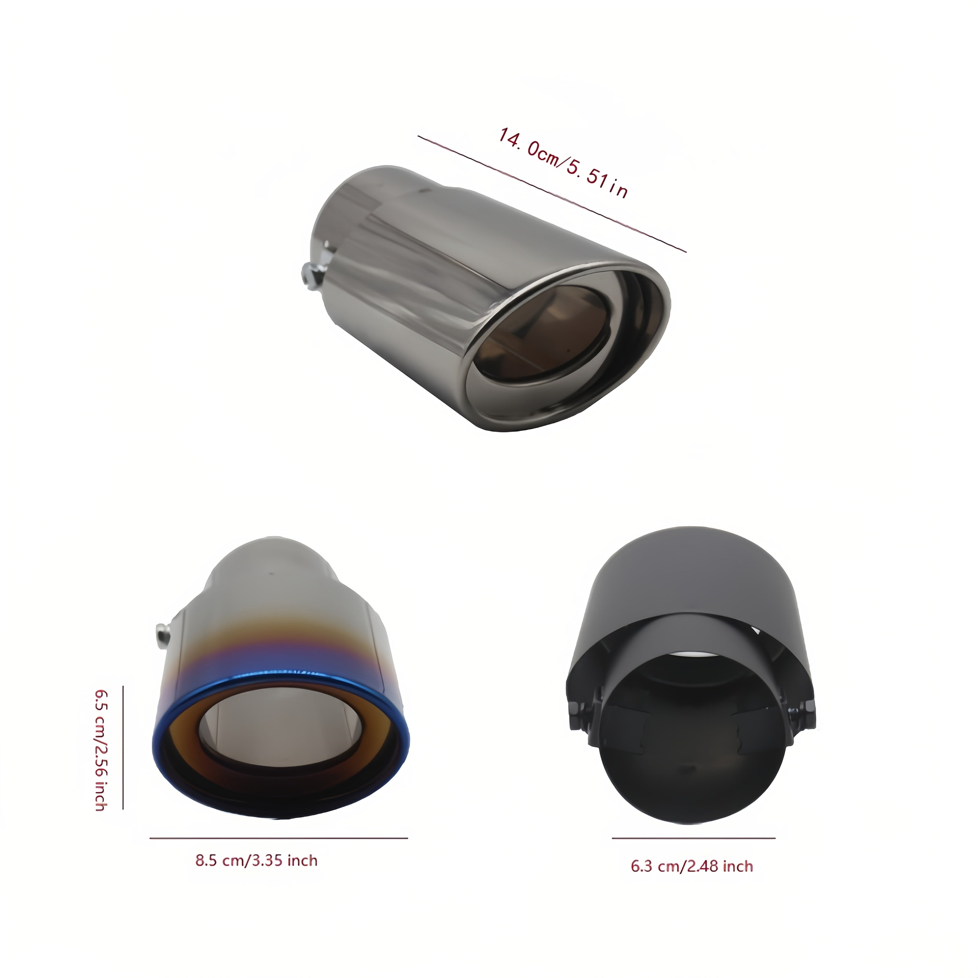 Universal zanglamaydigan po'lat avtomobil chiqishi uchun quvurgich, bardoshli, oson o'rnatiladi