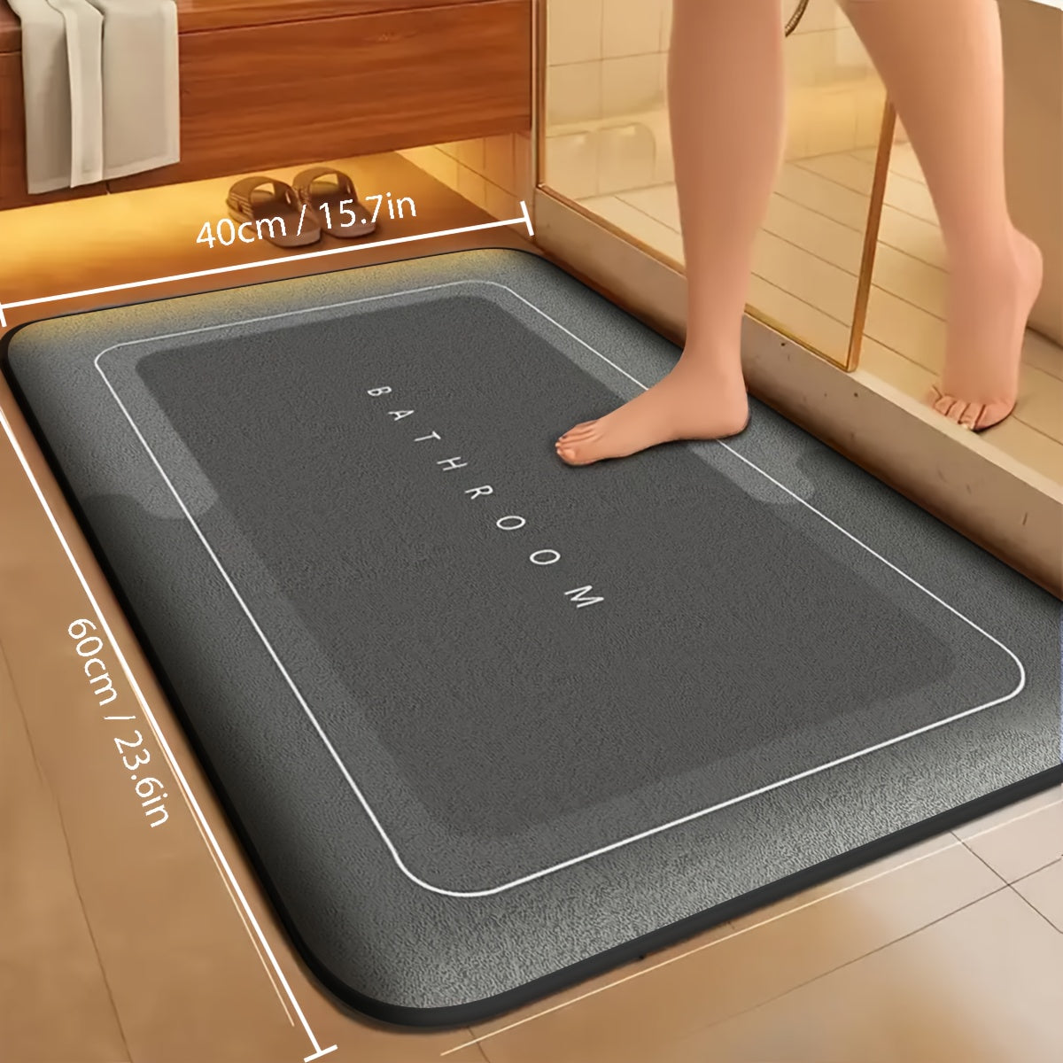 Alfombra de baño de franela altamente absorbente antideslizante para cocina, baño y puerta