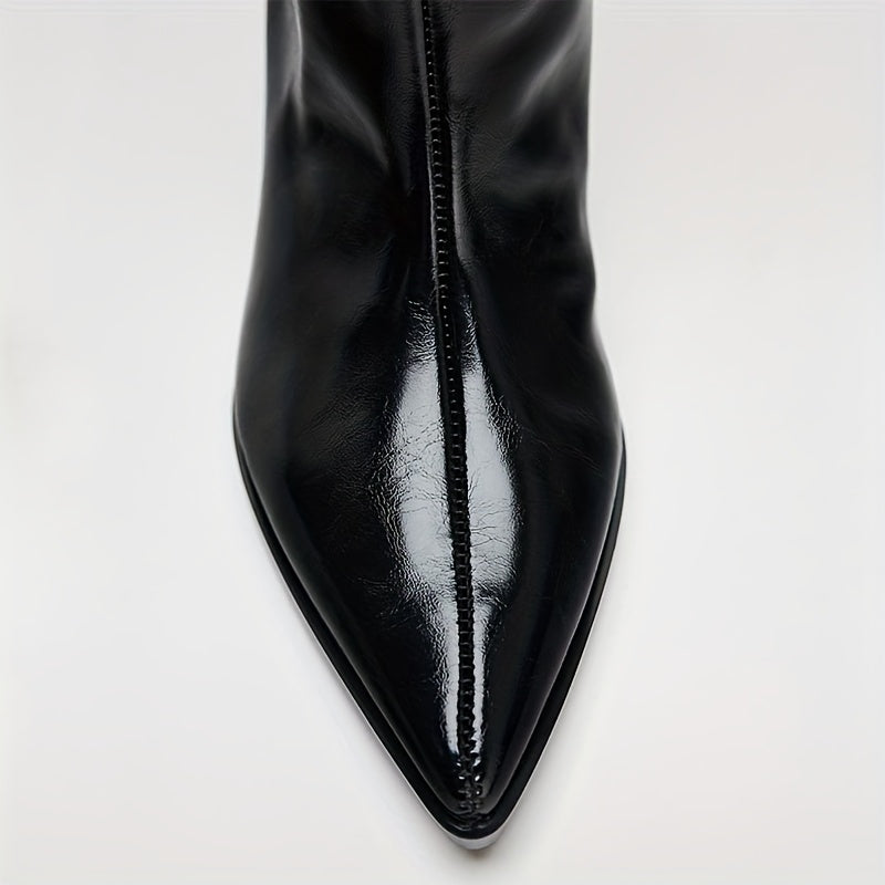 Women's Pointed Toe Western Cowboy Boots Kittens Heel Over-the-Knee Riding Boots