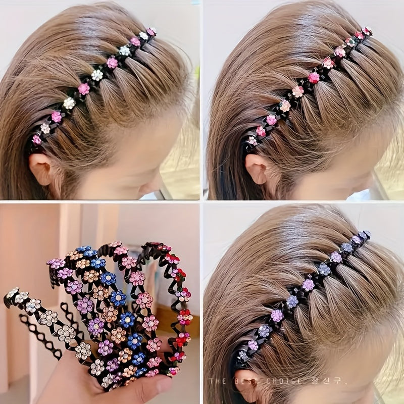 Винтажный стиль, набор из 4-х заколок для волос в виде цветков с стразами, изготовленных из пластика, для нарядного оформления и укладки волос.