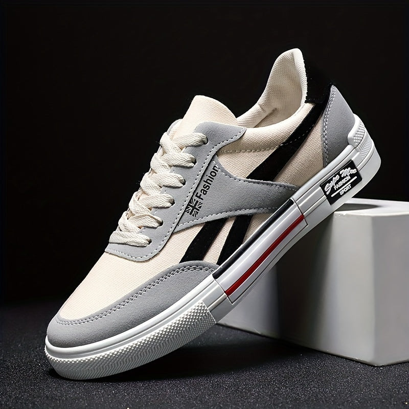 Men's Canvas Skateboard Sneakers Breathable Non-Slip Lace-Up Casual Street Style