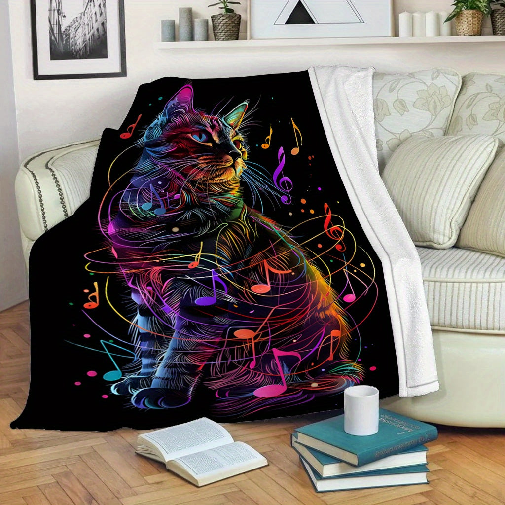 Rang-barang musiqa mushuk bosma flanel yostiq uchun yostiq, sayohat, sayohat uchun yengil 200-250gsm