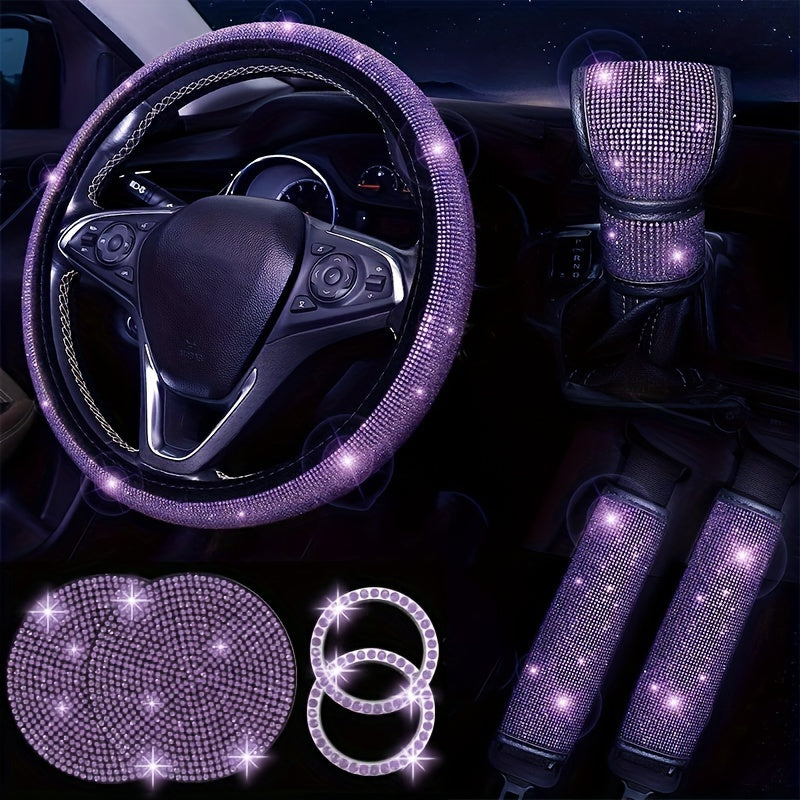 Artificial Rhinestone Car Interior Decoration 8Pcs Set Sparkling Auto Accessories
