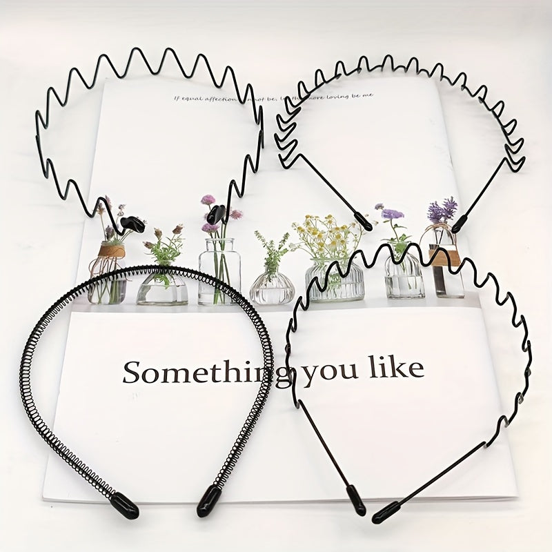 Adjustable Black Metal Hair Clips for Face Washing and Mask Wearing