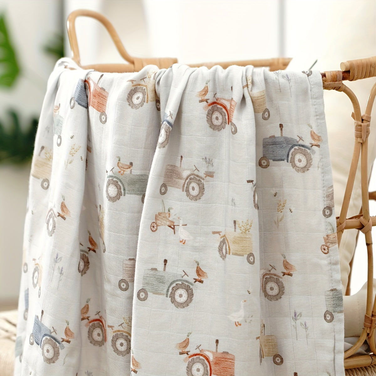 Baby Bamboo Cotton Blanket with Muslin Swaddle Wrap 119x109cm