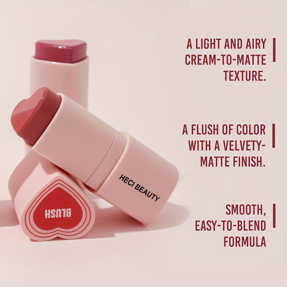Ayollar uchun yurak shaklidagi kremli blush stick, suv o'tkazmaydigan, rangni to'g'irlash, tabiiy yakuniy