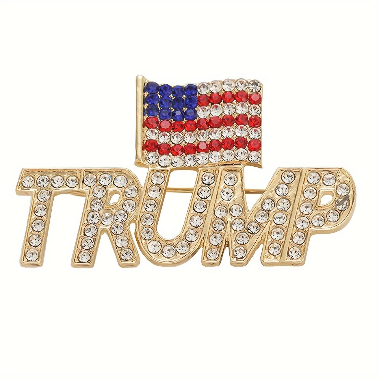 Set of 3 American Flag Crystal Pins Retro-Inspired Alloy Collectible Election Keepsakes