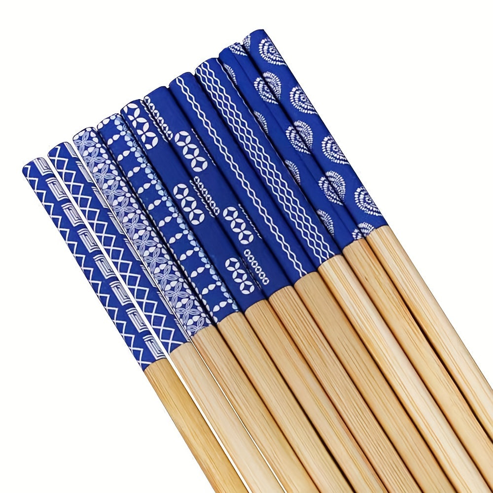 5 Pairs of Premium Bamboo Chopsticks Non-Slip Heat-Resistant Dishwasher Safe Kitchen Utensils