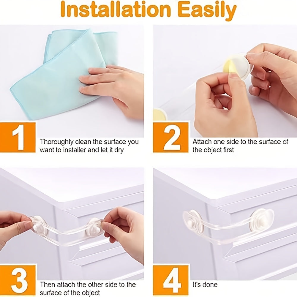 Set of 5 Clear Plastic Child Safety Locks for Drawers and Cabinets