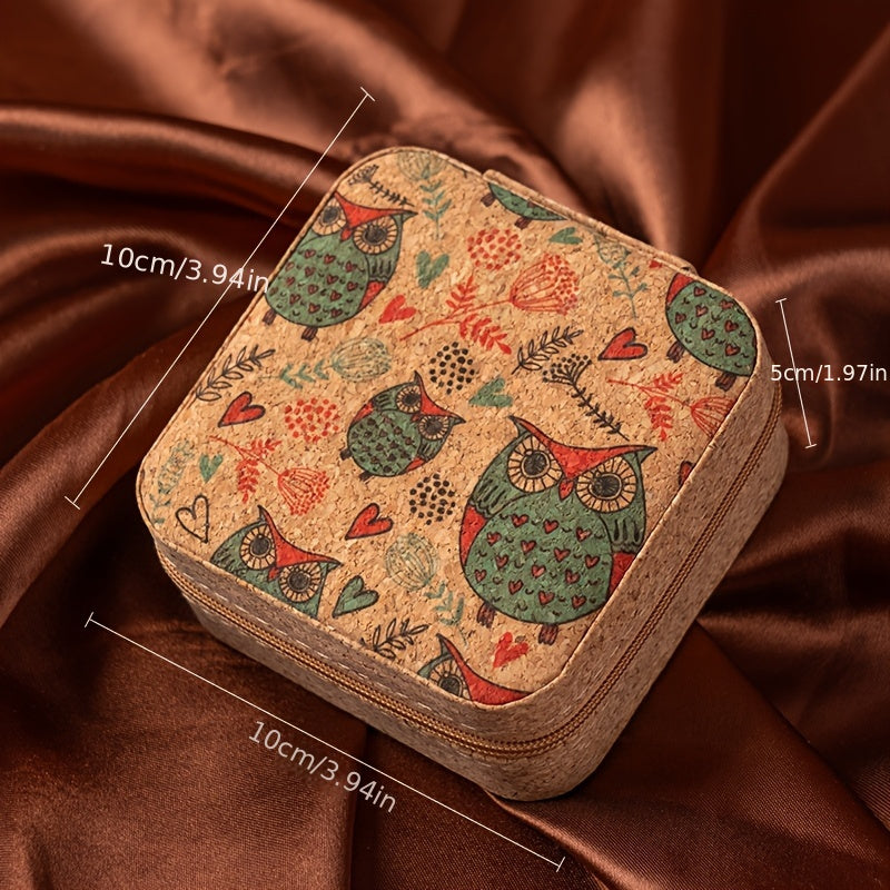 Gulzorli mini zargarlik qutisi, soxta charm bilan sayohat qutisi, uzuklar, soatlar, aksessuarlar uchun
