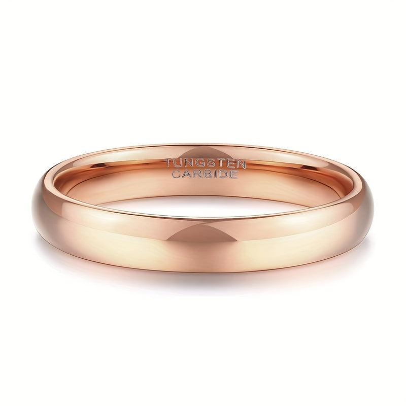 Unisex Rose Gold Tungsten Steel Ring 4mm Minimalist Wedding Engagement Sizes 4-13