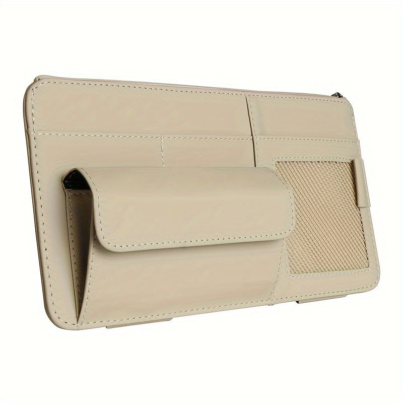 DERANFU PU charmli avtomobil quyosh ko'zoynagi tashkilotchisi, zip bilan, karta ushlagich, chiptalar uchun sumka - transport vositasi ichki saqlashga mos keladi