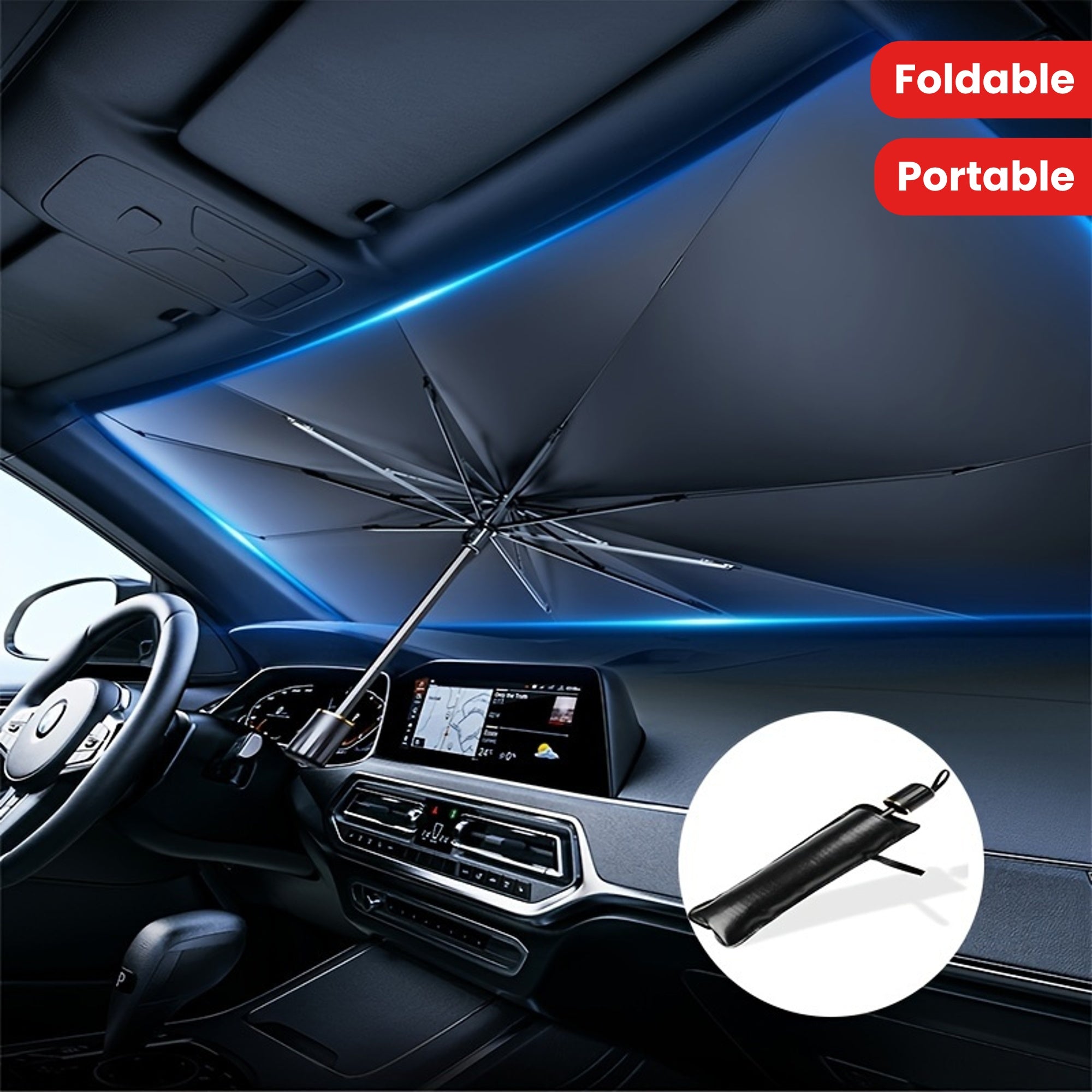 Universal Car Sunshade Foldable Sunblock for Windshield Protects from Sun Heat
