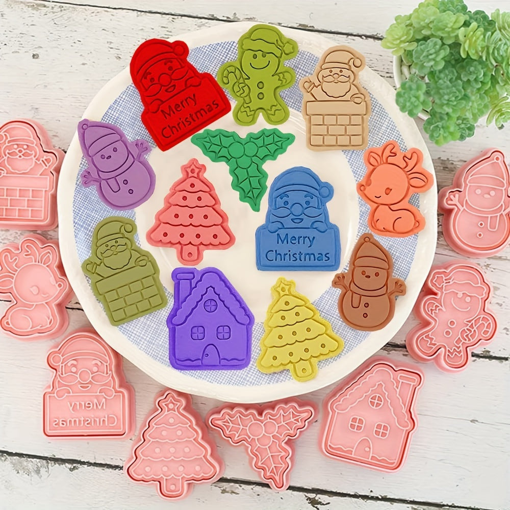 Christmas Cookie Cutter Set 8-Piece Durable Plastic Baking and Holiday Party