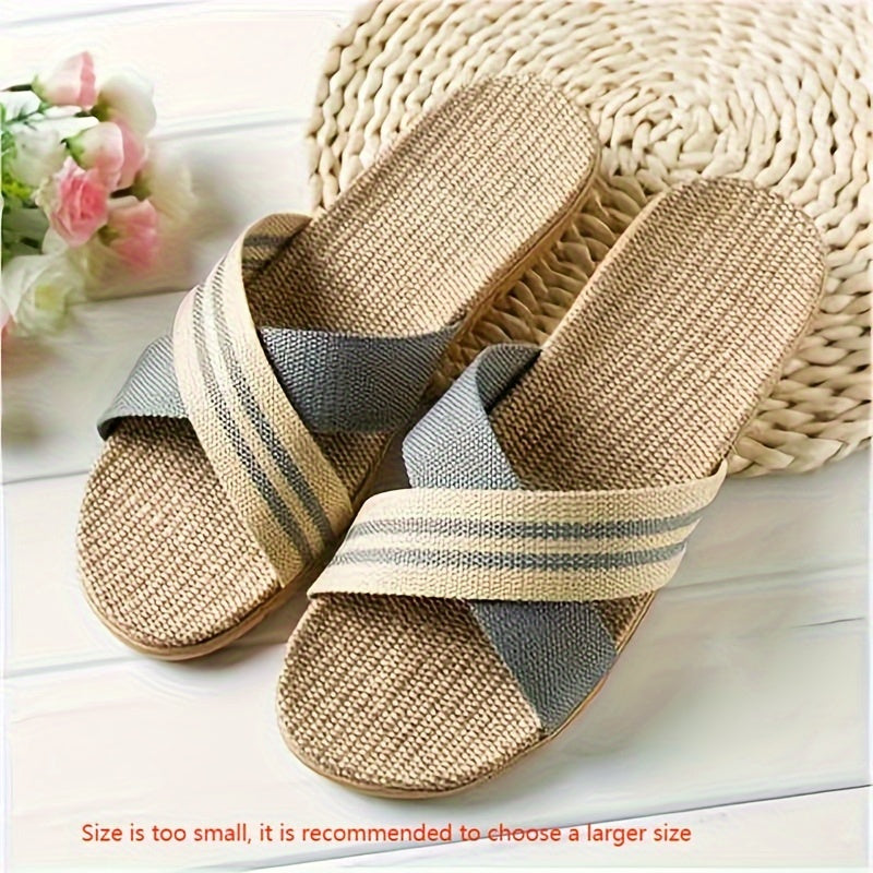 Men's Open Toe Cross Strap Slippers Breathable EVA Sole Non-Slip Summer Casual Shoes