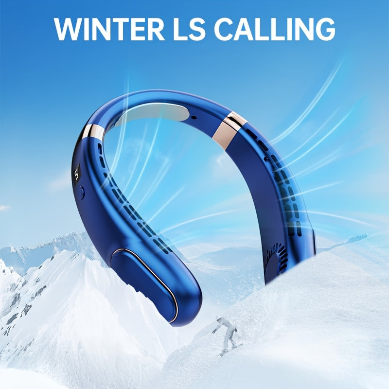 Portable High-Wind Neck Fan with Rechargeable Battery, 5-Speed, Bladeless, Quiet