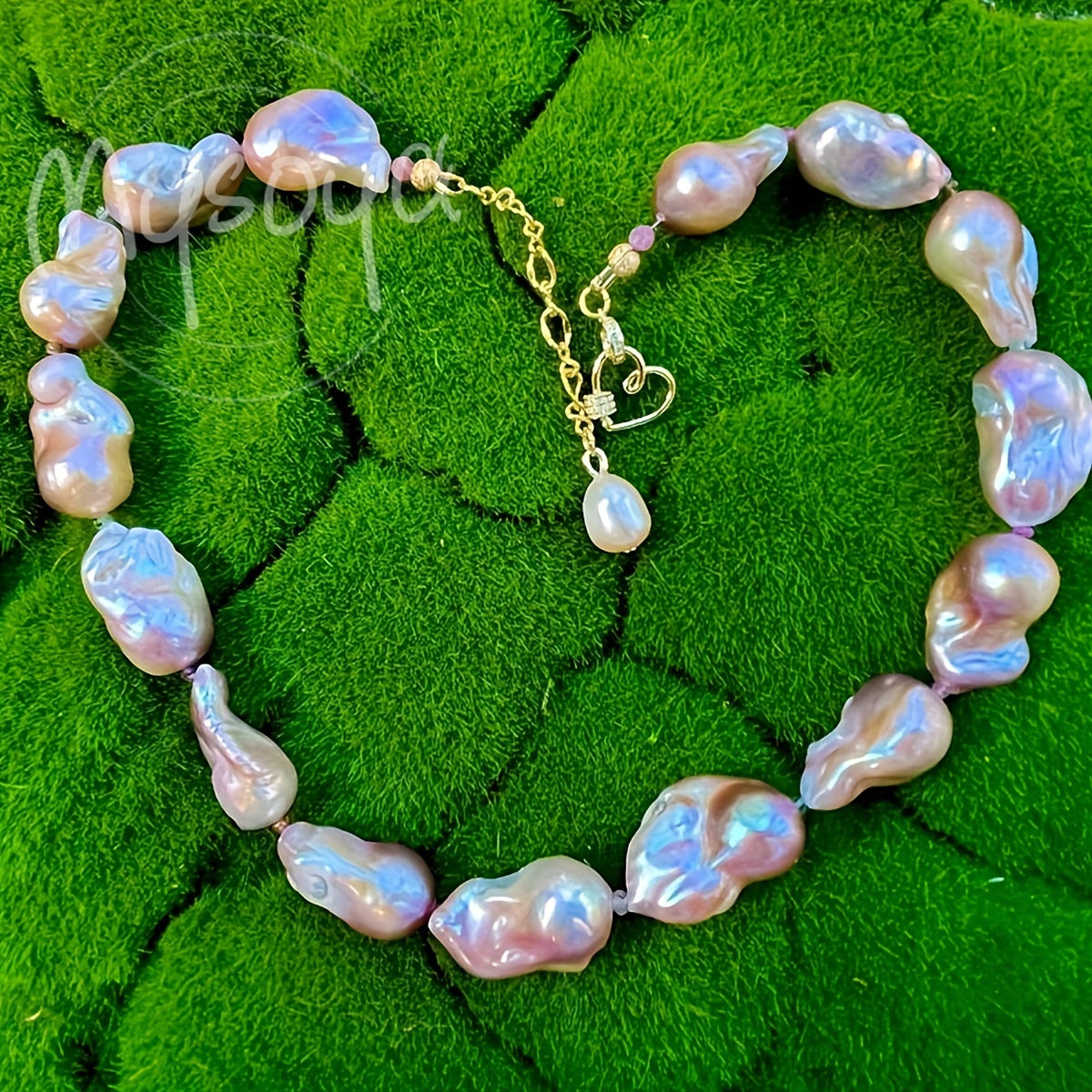 Freshwater Pearl Necklace with 25-28mm Purple Baroque Pearls for Bridal and Special Occasions