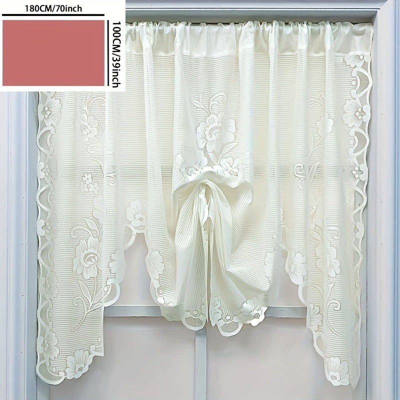 Floral Lace Sheer Curtain with Rod Pocket for Living Room and Bedroom Decor