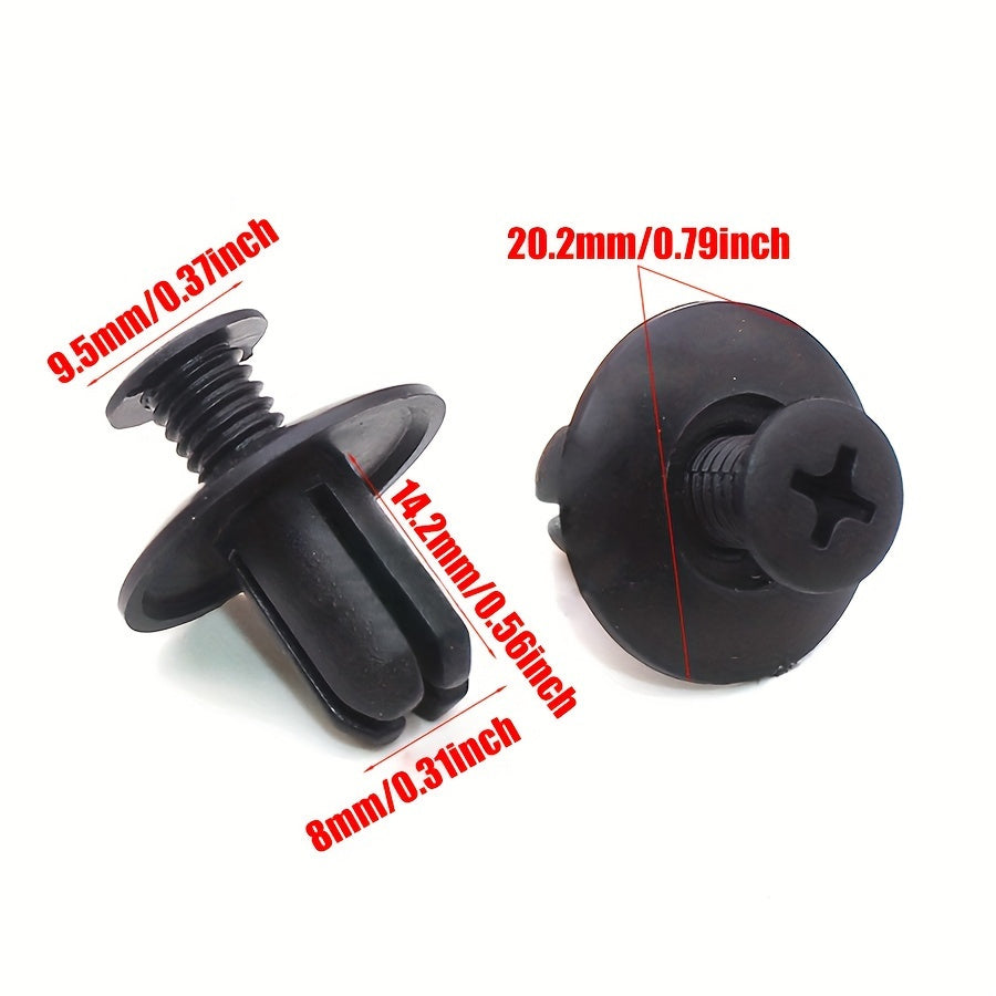 100pcs Black Plastic Rivet Fasteners 8mm Automotive Car Bumper Clips