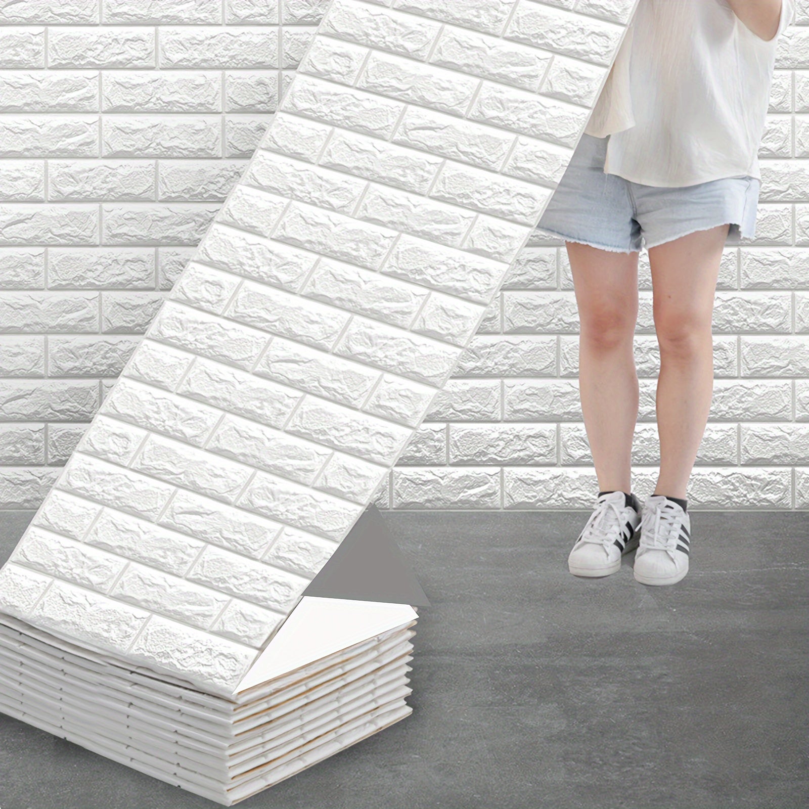 Foam Brick Wallpaper Sticker Self-Adhesive Waterproof 50cm x 5m Indoor Decor