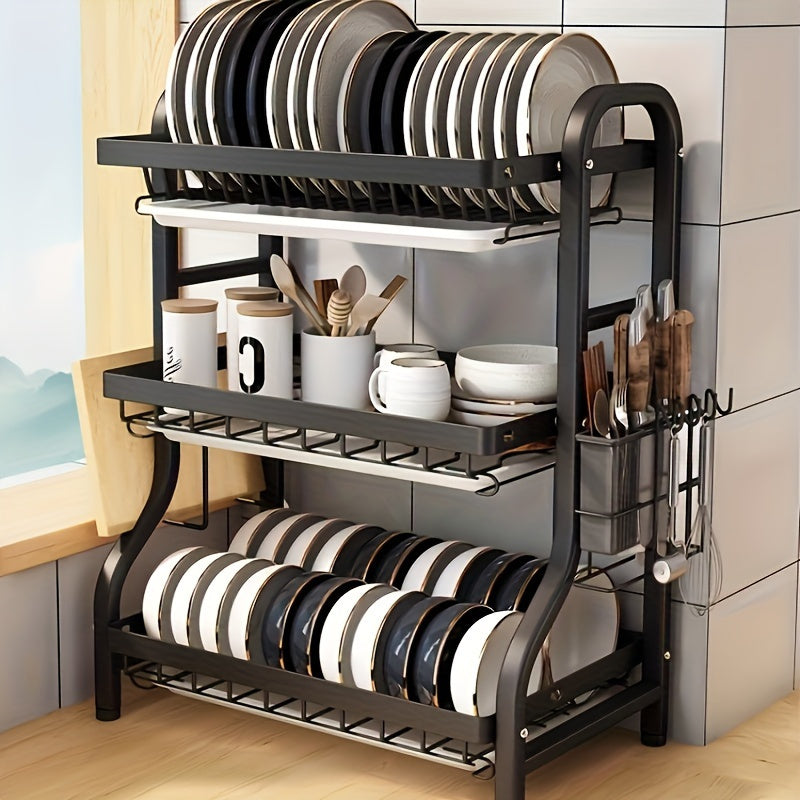 2-Tier Kitchen Dish Rack with Drainboard for Dishes and Cutting Boards Commercial Use