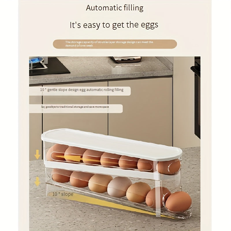 Caja de almacenamiento de huevos con acceso a la puerta del refrigerador, duradera, organizador de cocina de plástico