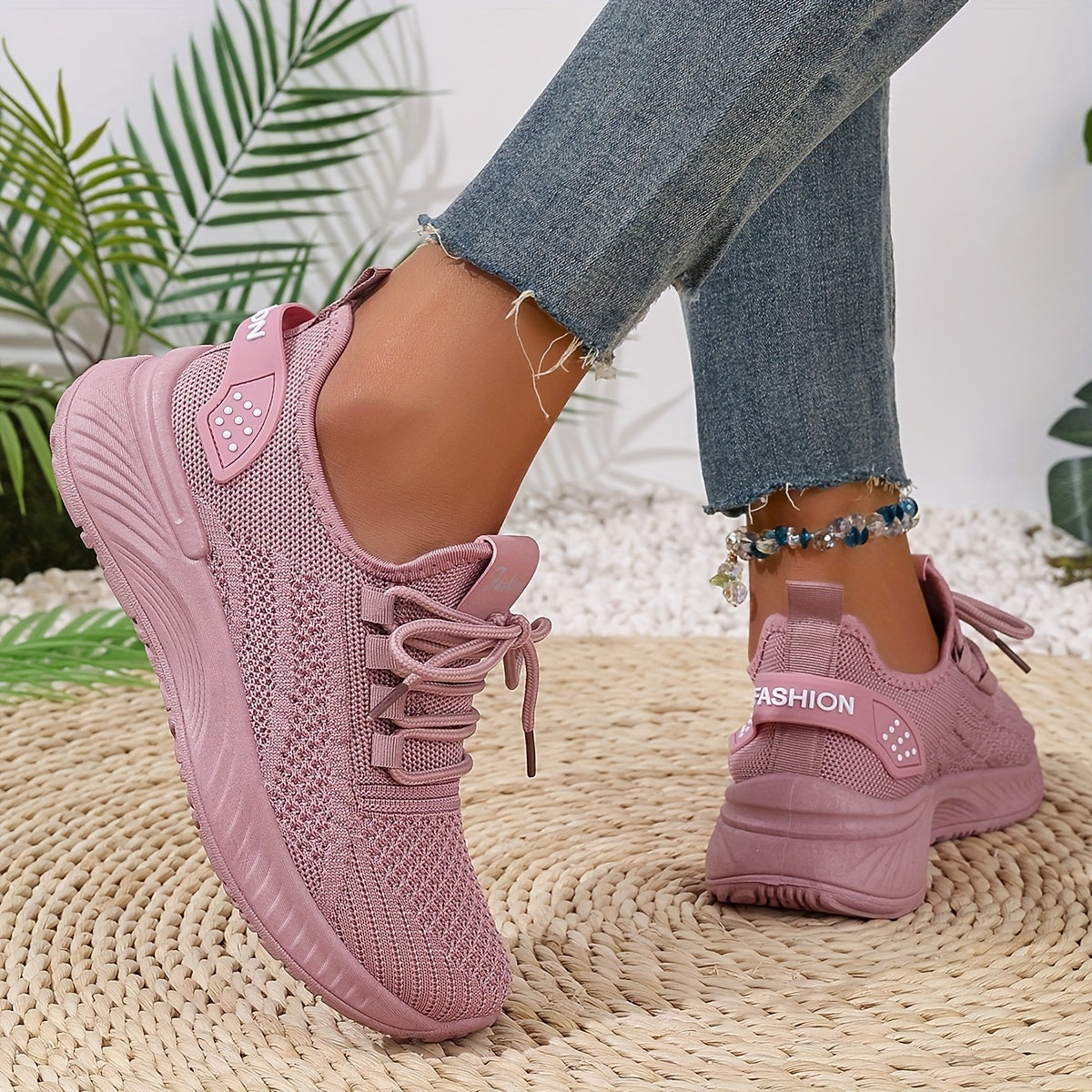 Women's White Mesh Breathable Sneakers Low Top Summer Running Shoes