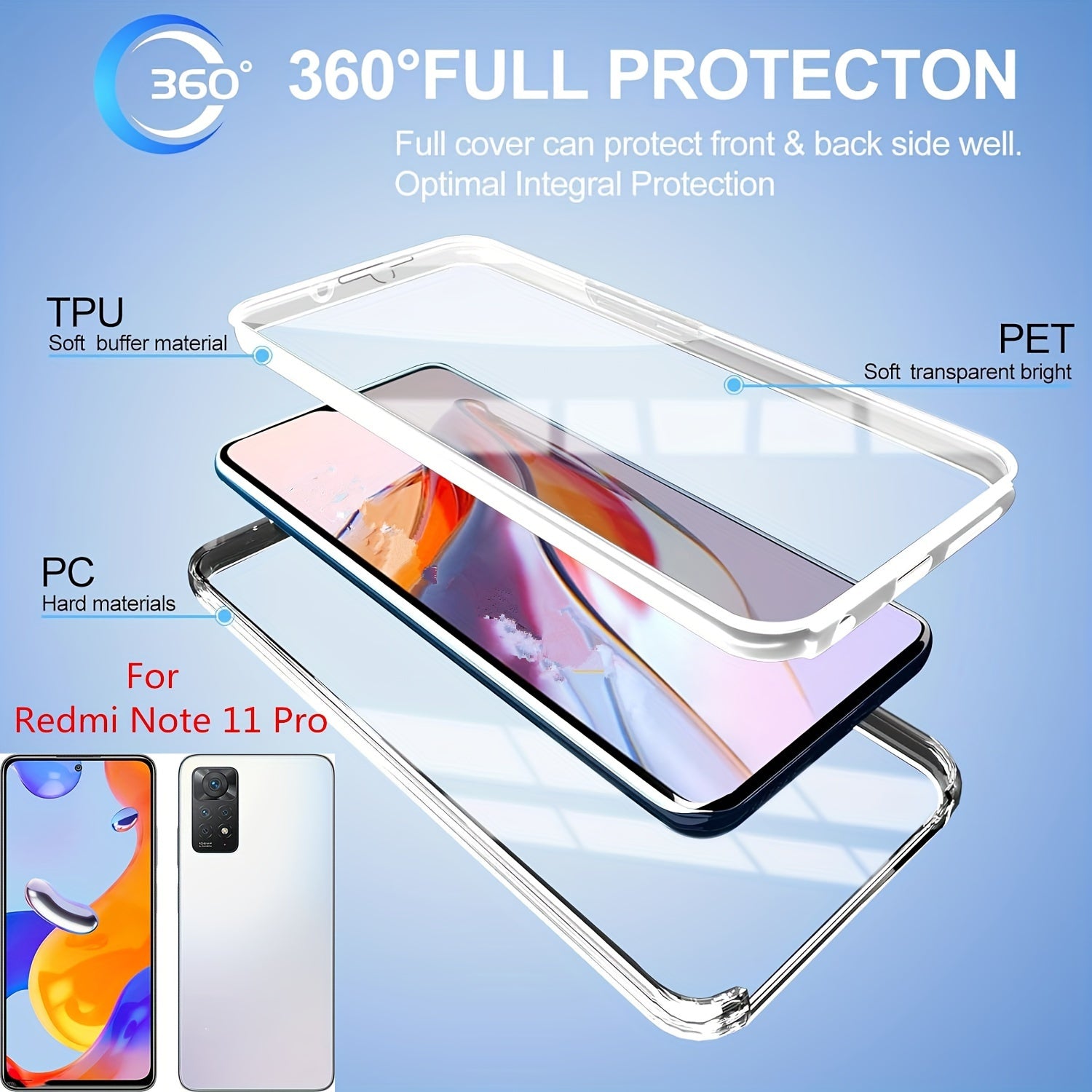 Полный ударопрочный чехол для телефона для моделей Xiaomi Redmi с прозрачной крышкой