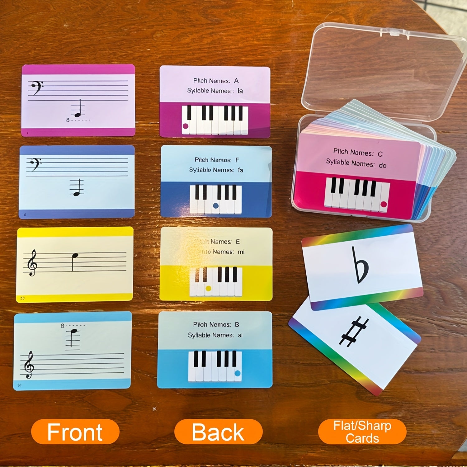 Juego de 54 tarjetas de teoría musical para piano para principiantes con tonalidades mayores y menores en papel de placa de cobre gruesa con caja de almacenamiento