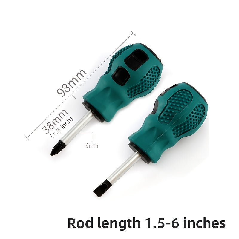 Magnetic Slotted Flat Head and Phillips Screwdriver Set, Non-Slip, 3-4 Inch