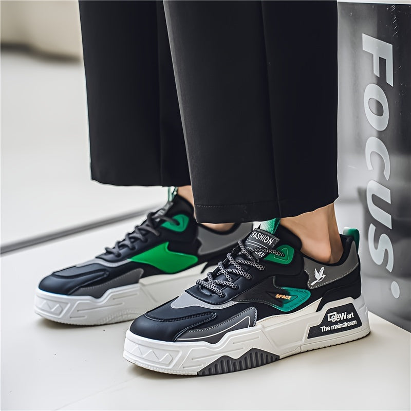 Zapatillas de skate de color sólido para hombre, de caña baja, con cordones, calzado casual