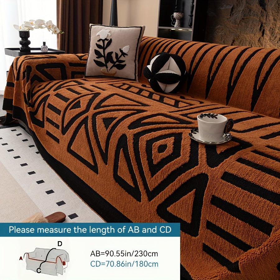 Чехол на диван Glam Style Sherpa, толстый плюш, защитник мебели, моющийся в машине, устойчивый к выцветанию, дружелюбный к питомцам, подходит для кресла, дивана-кровати, 3-4 местного секционного.