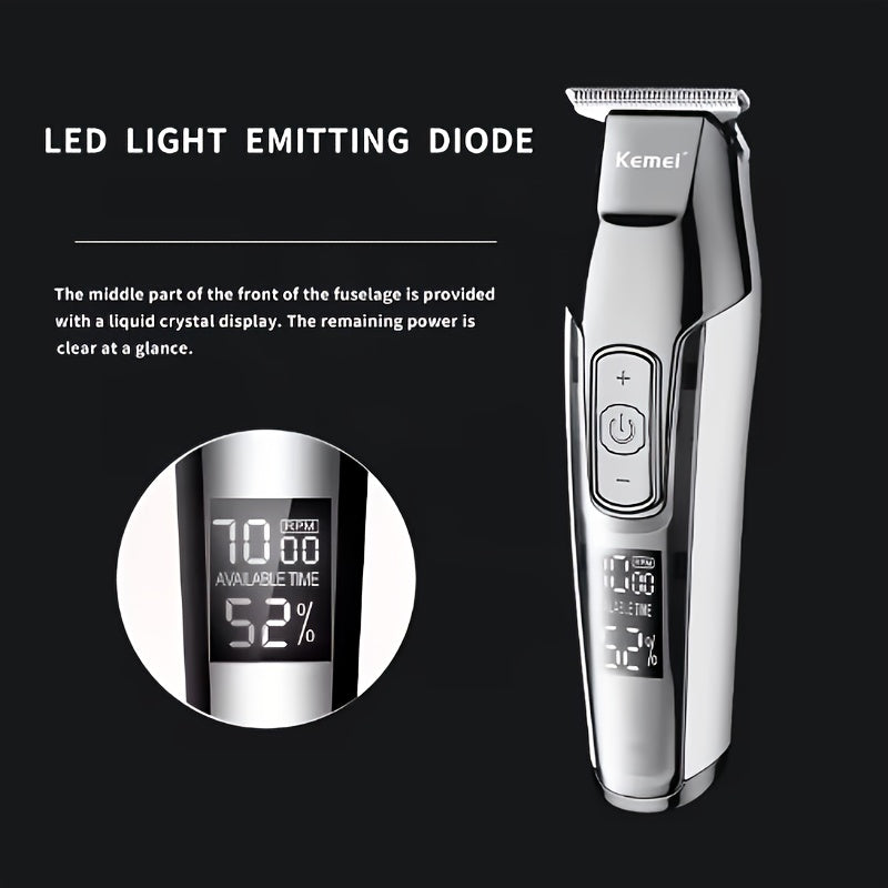 Professional Hair Clipper KM-5027 Quiet LED Display Dual Charging Lithium Battery USB Rechargeable Ergonomic